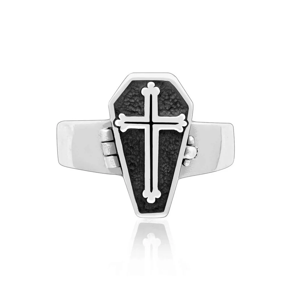 sterling silver coffin, design poison ring